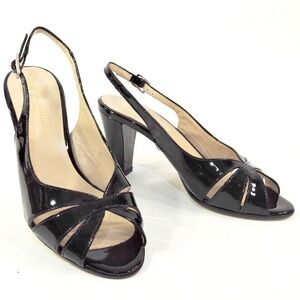 LUIGI TRAINI 🇮🇹 WOMEN'S BLACK SOFT PATENT LEATHER COMFORT SUMMER SANDALS